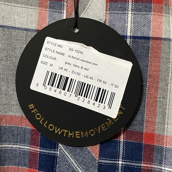 Brand New Siksilk Long Sleeve Standard Flannel Shirt SS-15250 Navy/Red sz M - Picture 4 of 4